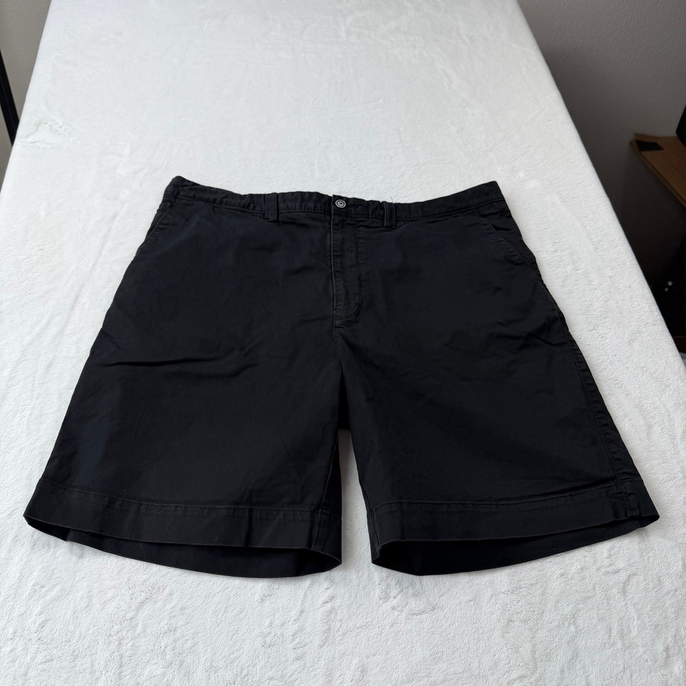 Hathaway Chino Shorts Mens 40 Black Good Cotton Tencel Stretch Flat Front